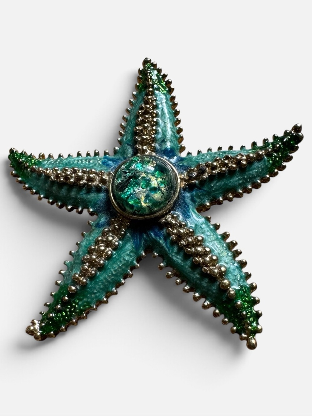 ⭐️💙Chico’s Women’s Blue Green Gold Starfish Coastal Brooch Pin